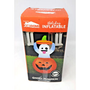 Holiday Inflatable Ghost Pumpkin Jack O Lantern LED lights 5 Feet Tall Sealed